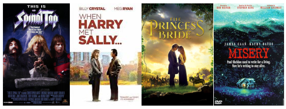 art for four Rob Reiner films: This Is Spinal Tap, When Harry Met Sally, The Princess Bride, Misery