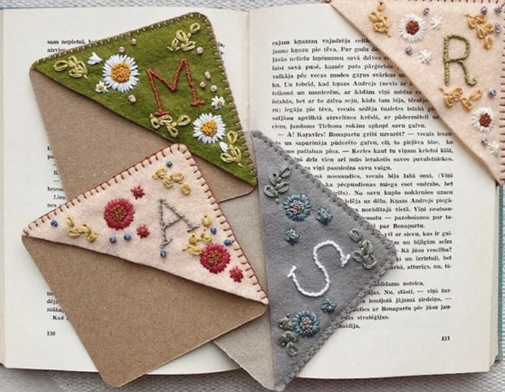 assorted embroidered bookmarks